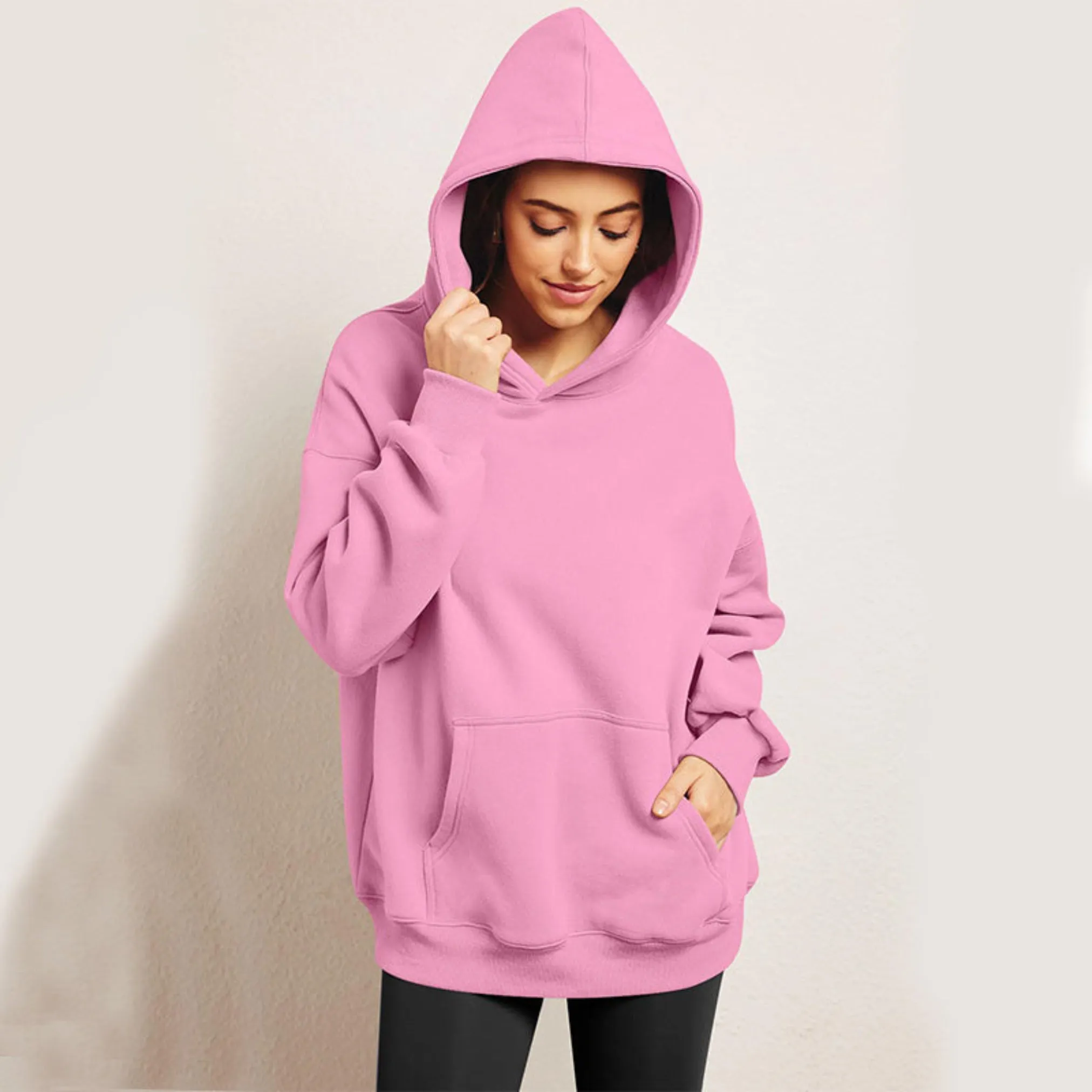 ✨ Women's Oversized Fleece Hoodie – Cozy Long Sleeve Pullover with Pocket ✨-Women's Oversized Hoodies Fleece Loose Sweatshirts With Pocket Long Sleeve Pullover Hoodies Sweaters Winter Fall Outfits Sports Clothes