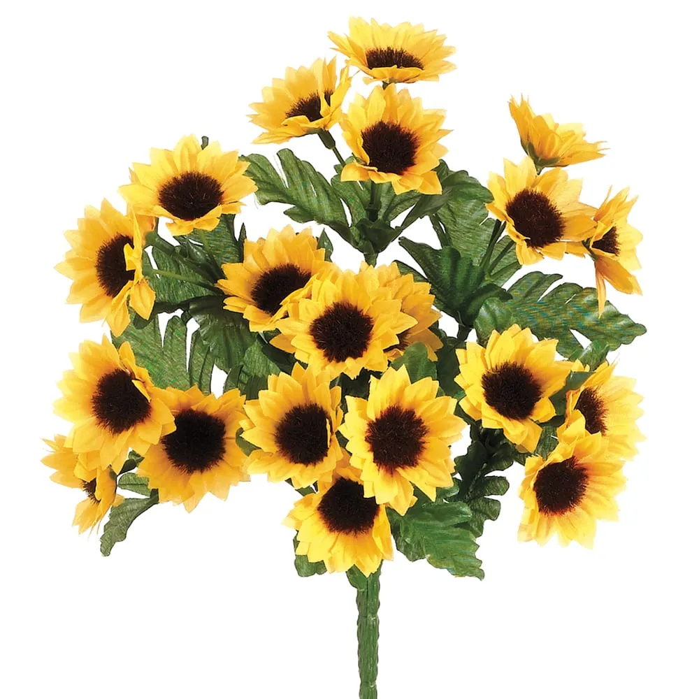 11" Silk Mini Sunflower Flower Bush -Yellow/Gold (pack of 24)