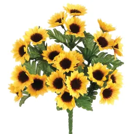11" Silk Mini Sunflower Flower Bush -Yellow/Gold (pack of 24)