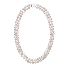 7.0-7.5 mm 18-inch AAA Double-Strand White Akoya Pearl Necklace