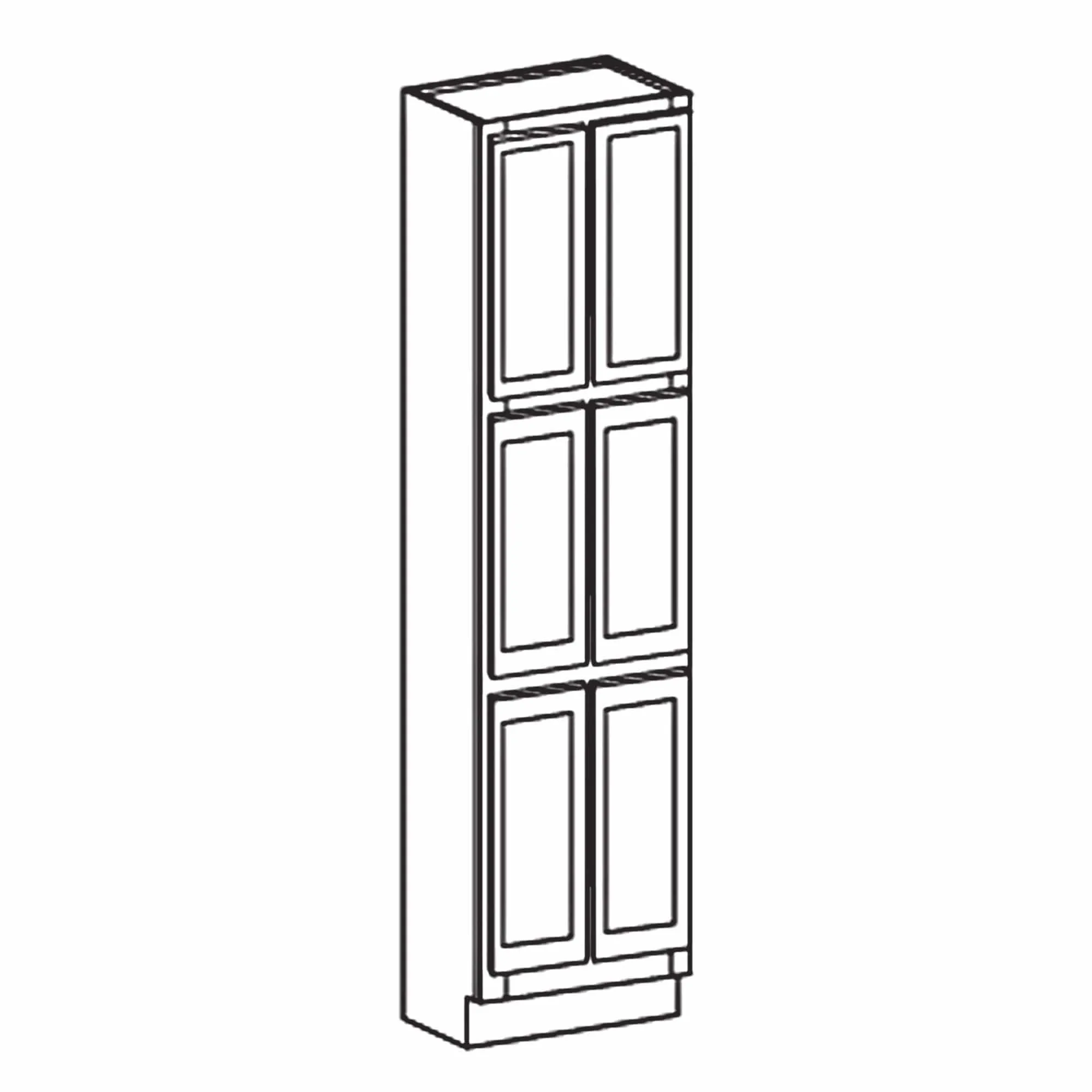 90" Tall Pantry Elegant Oak Craftsman Shaker 1-1/4" Overlay Cabinet 18", 24", 30" & 36" Wide