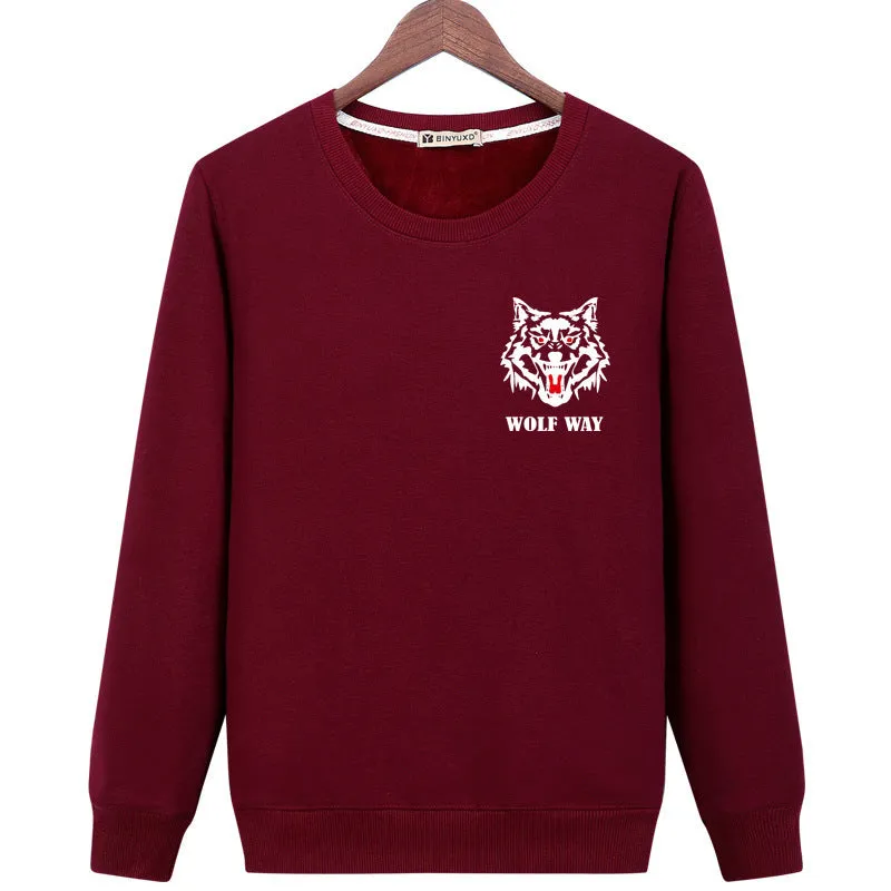 Animal Sweatshirts - Solid Color Animal Series Wolf Way Icon Fashion Fleece Sweatshirt
