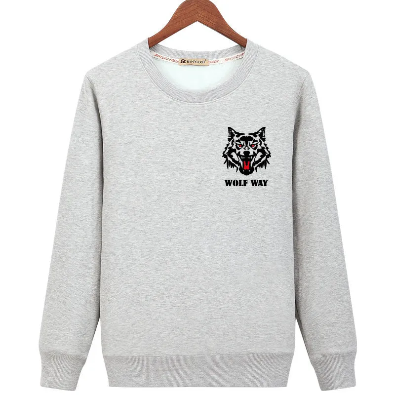 Animal Sweatshirts - Solid Color Animal Series Wolf Way Icon Fashion Fleece Sweatshirt