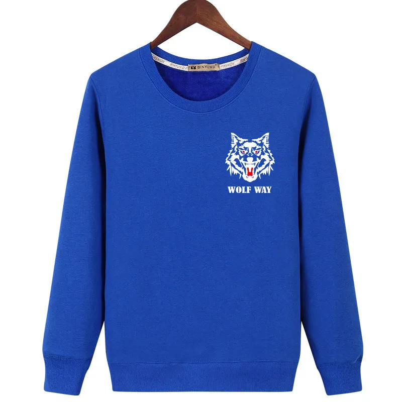 Animal Sweatshirts - Solid Color Animal Series Wolf Way Icon Fashion Fleece Sweatshirt