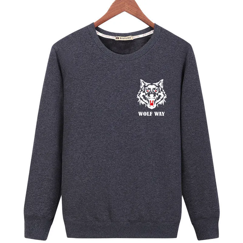 Animal Sweatshirts - Solid Color Animal Series Wolf Way Icon Fashion Fleece Sweatshirt