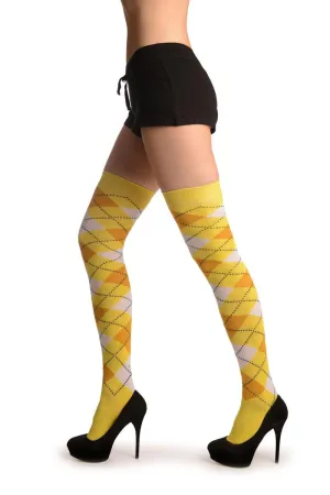Argyle White, Yellow & Mustard