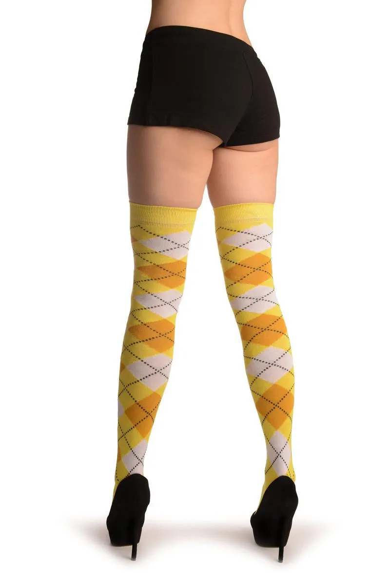 Argyle White, Yellow & Mustard