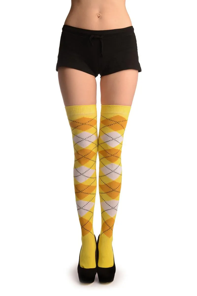 Argyle White, Yellow & Mustard