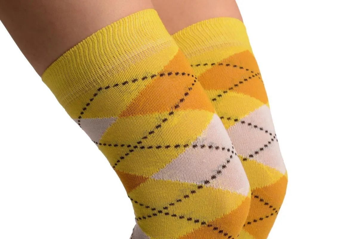 Argyle White, Yellow & Mustard