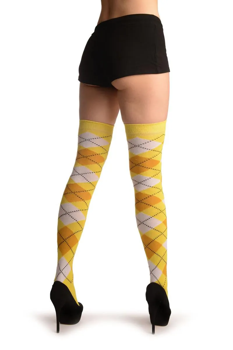 Argyle White, Yellow & Mustard