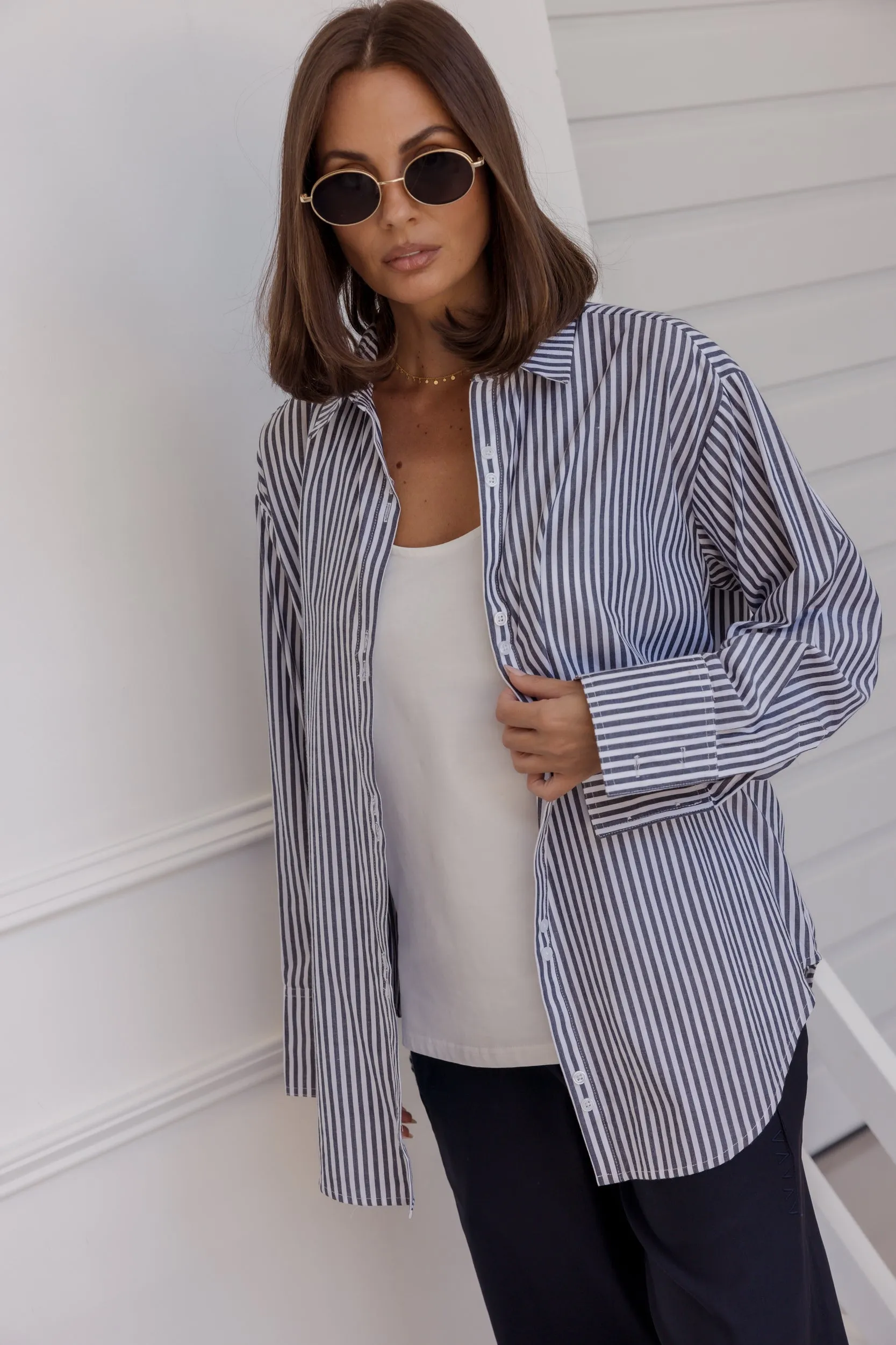 AUSTIN Shirt Navy Stripe