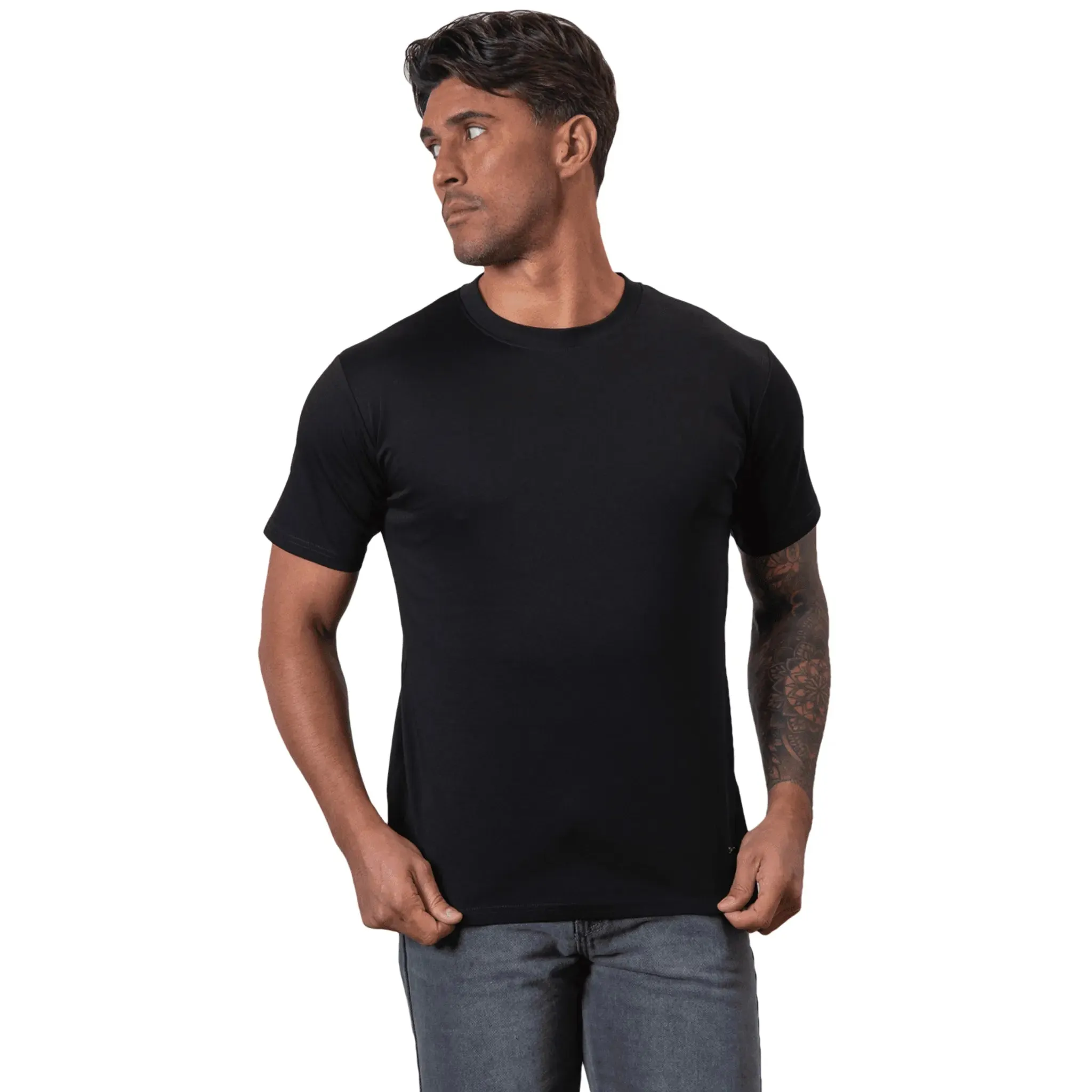 Belier Mercerised Cotton Short Sleeve Premium Black T Shirt