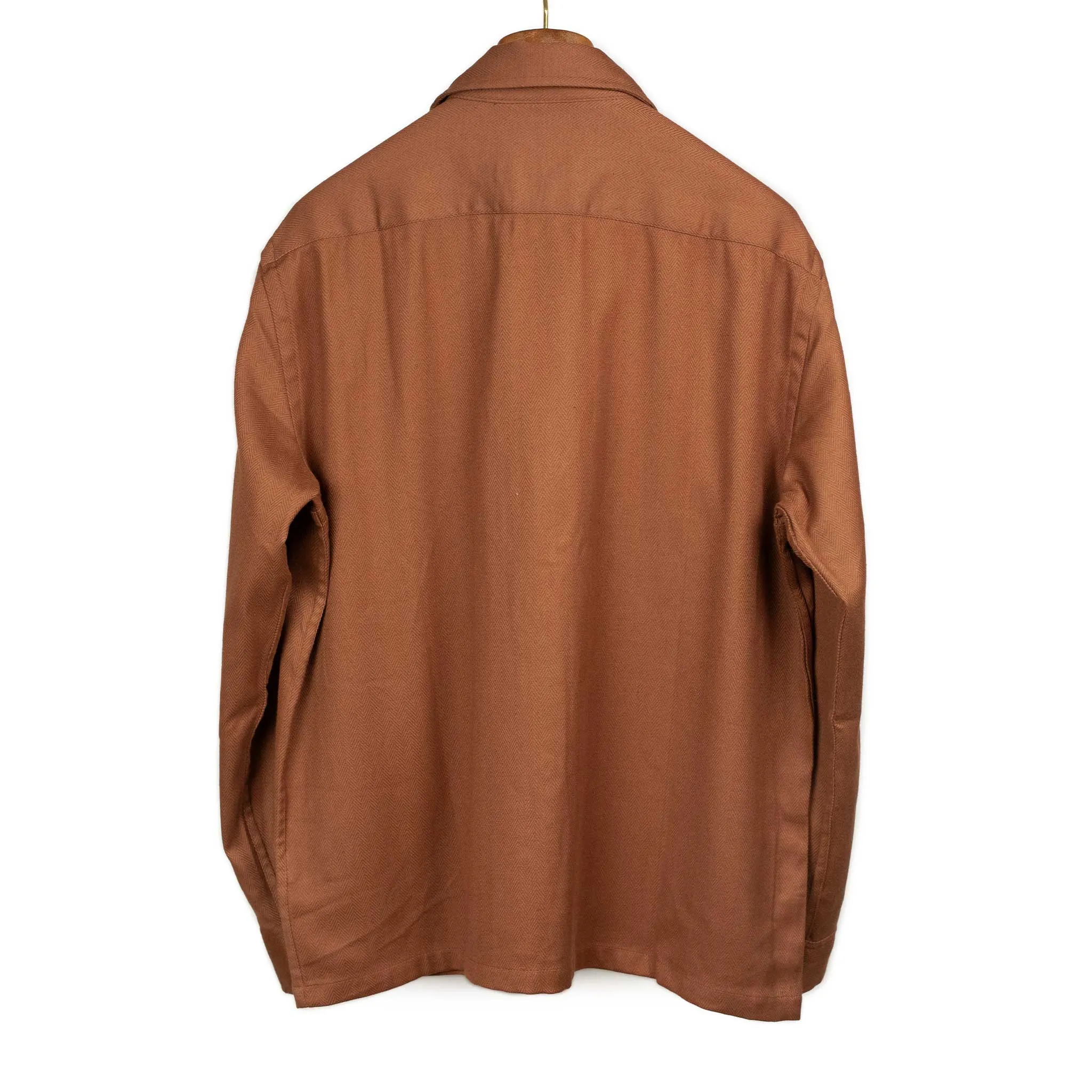 Bhola shirt in burnt sienna herringbone cotton