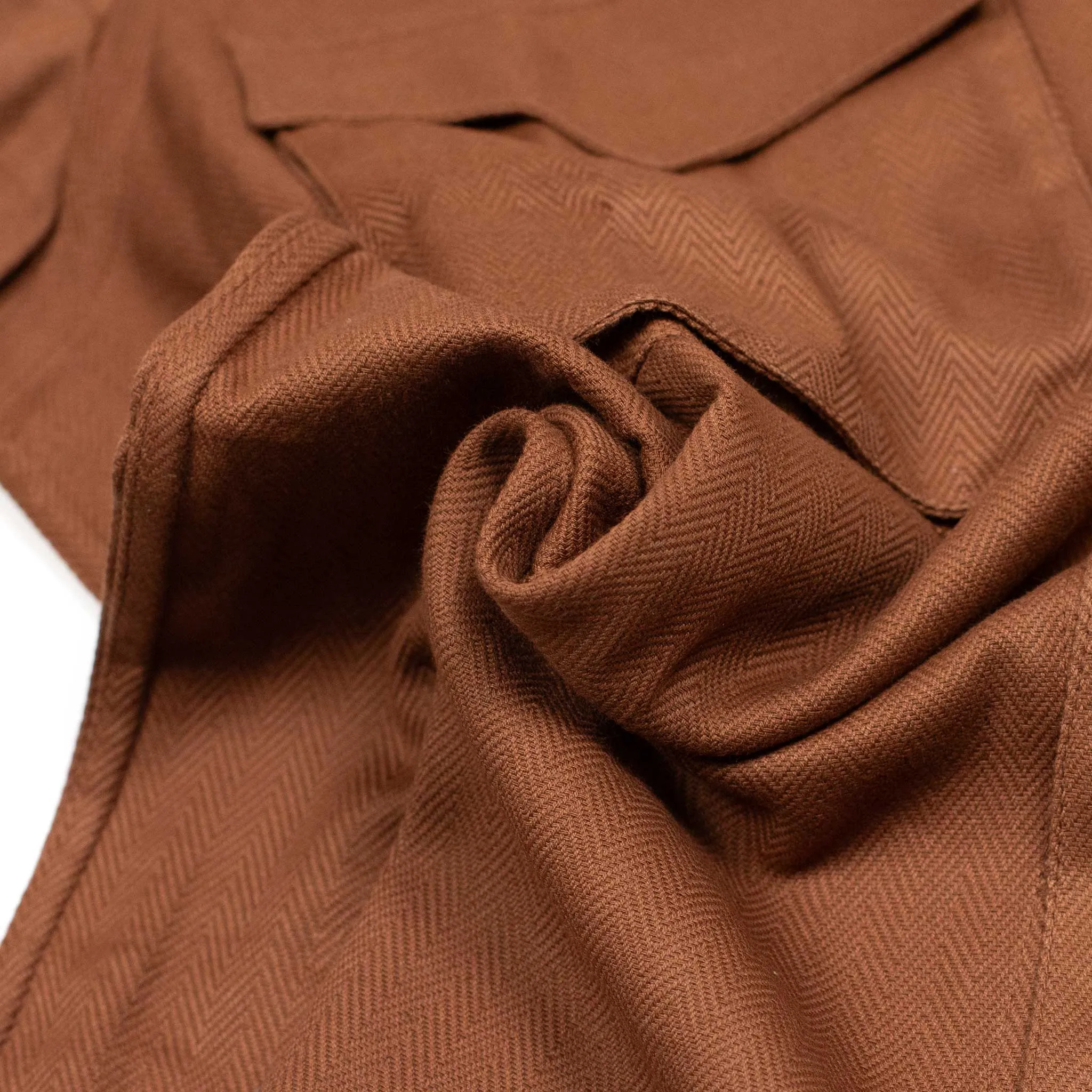 Bhola shirt in burnt sienna herringbone cotton
