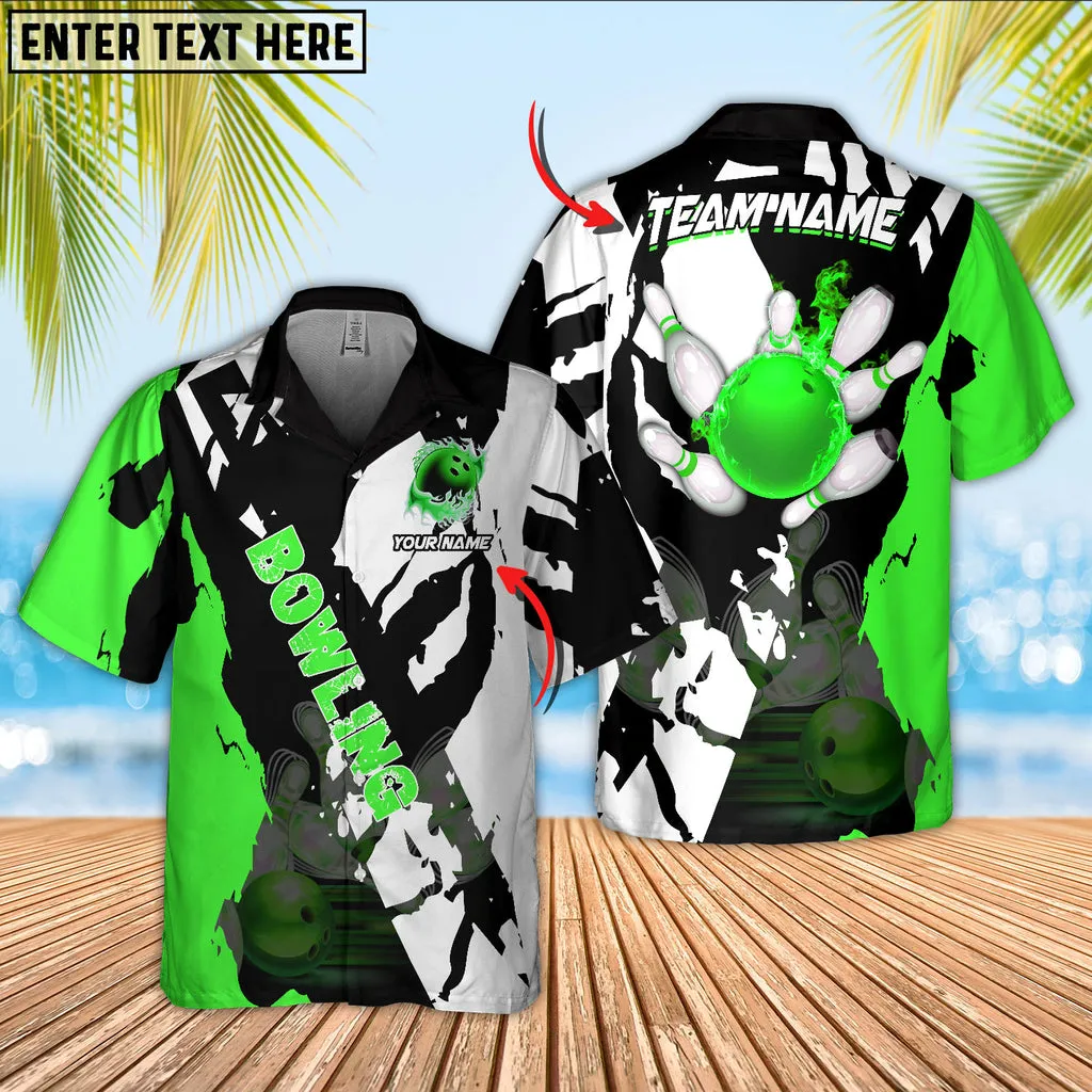 Bowling Ball And Pins Cracks Of Time Multicolor Option Customized Name Hawaiian Shirt