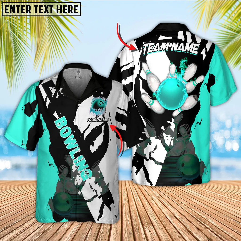 Bowling Ball And Pins Cracks Of Time Multicolor Option Customized Name Hawaiian Shirt