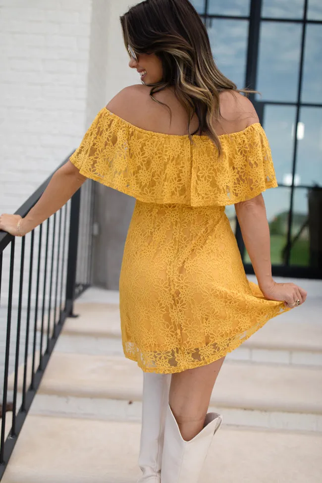 Brighten My Day Off The Shoulder Lace Mini Dress