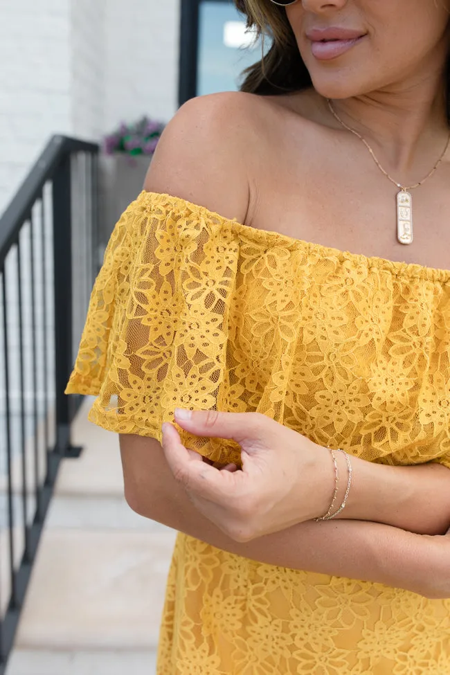 Brighten My Day Off The Shoulder Lace Mini Dress