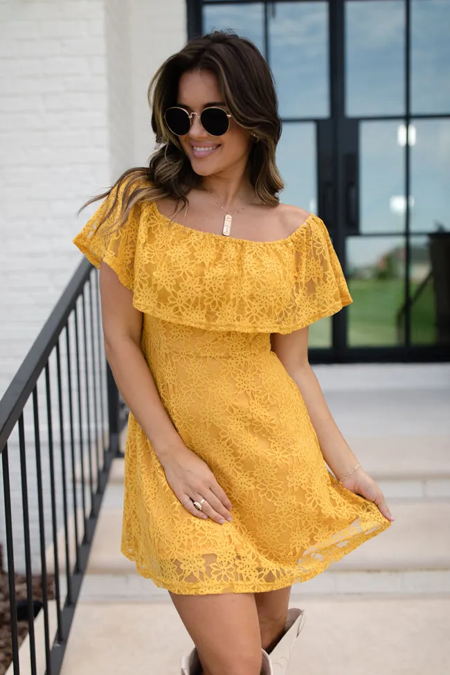 Brighten My Day Off The Shoulder Lace Mini Dress