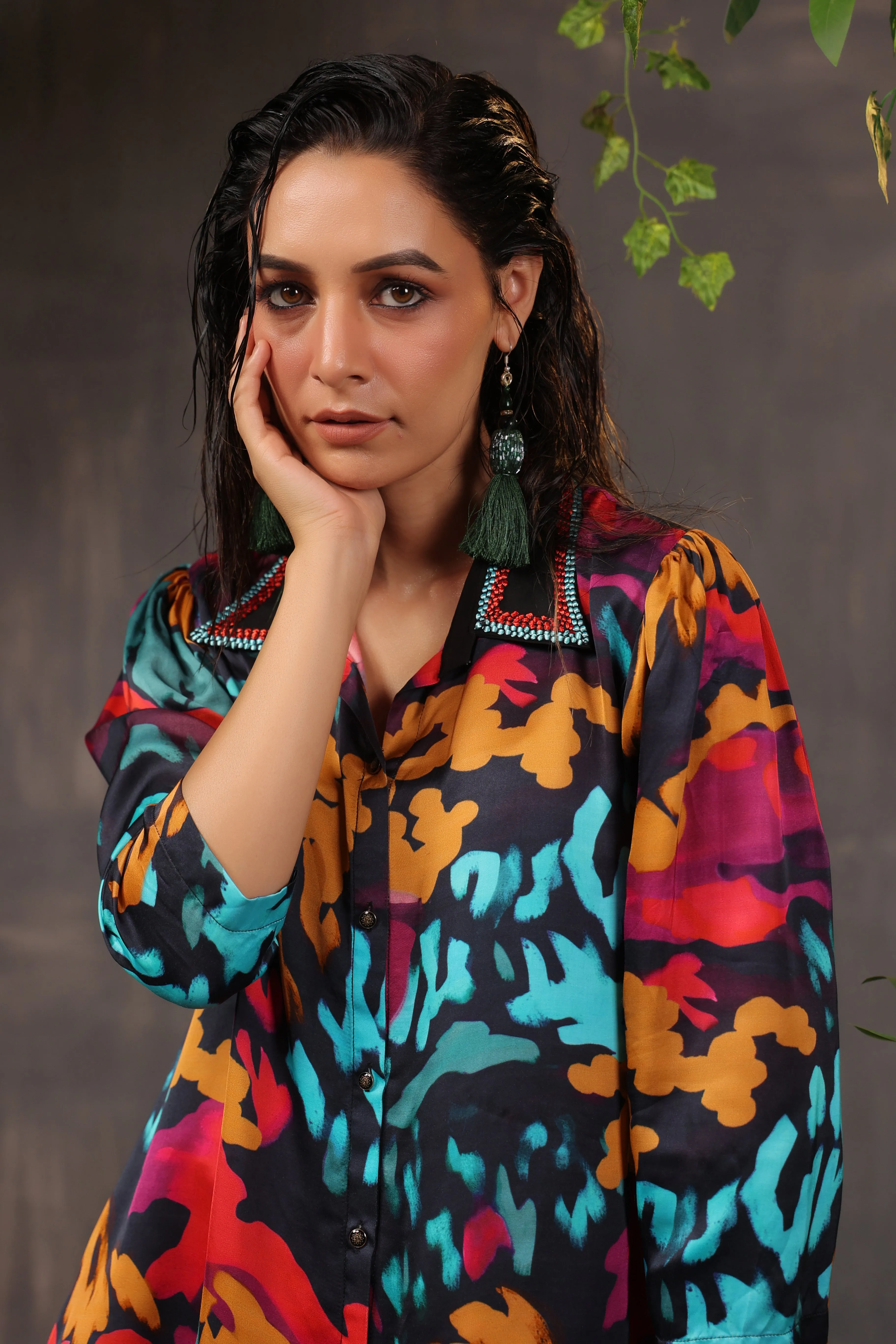 Classic Black Printed Crepe Silk Top