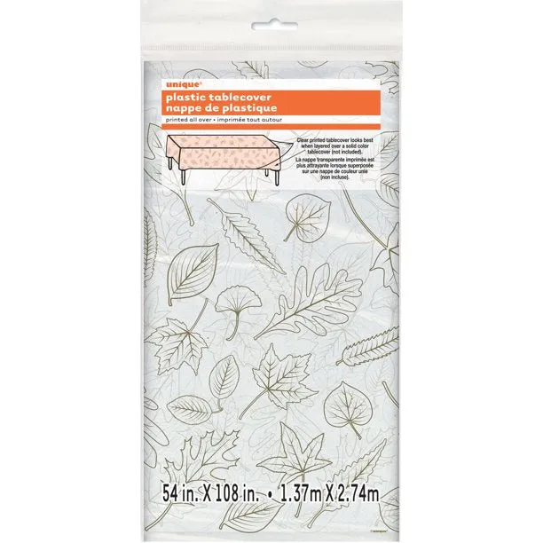 Clear Fall Leaves Plastic Tablecover | 1ct