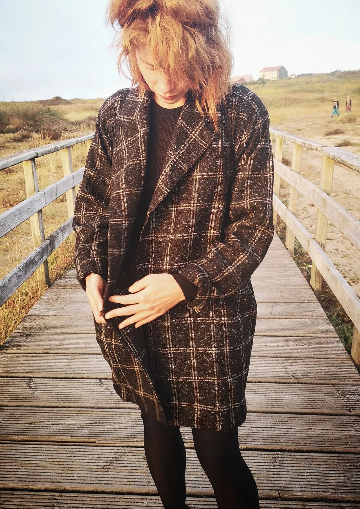 COAT TWEED - black/white