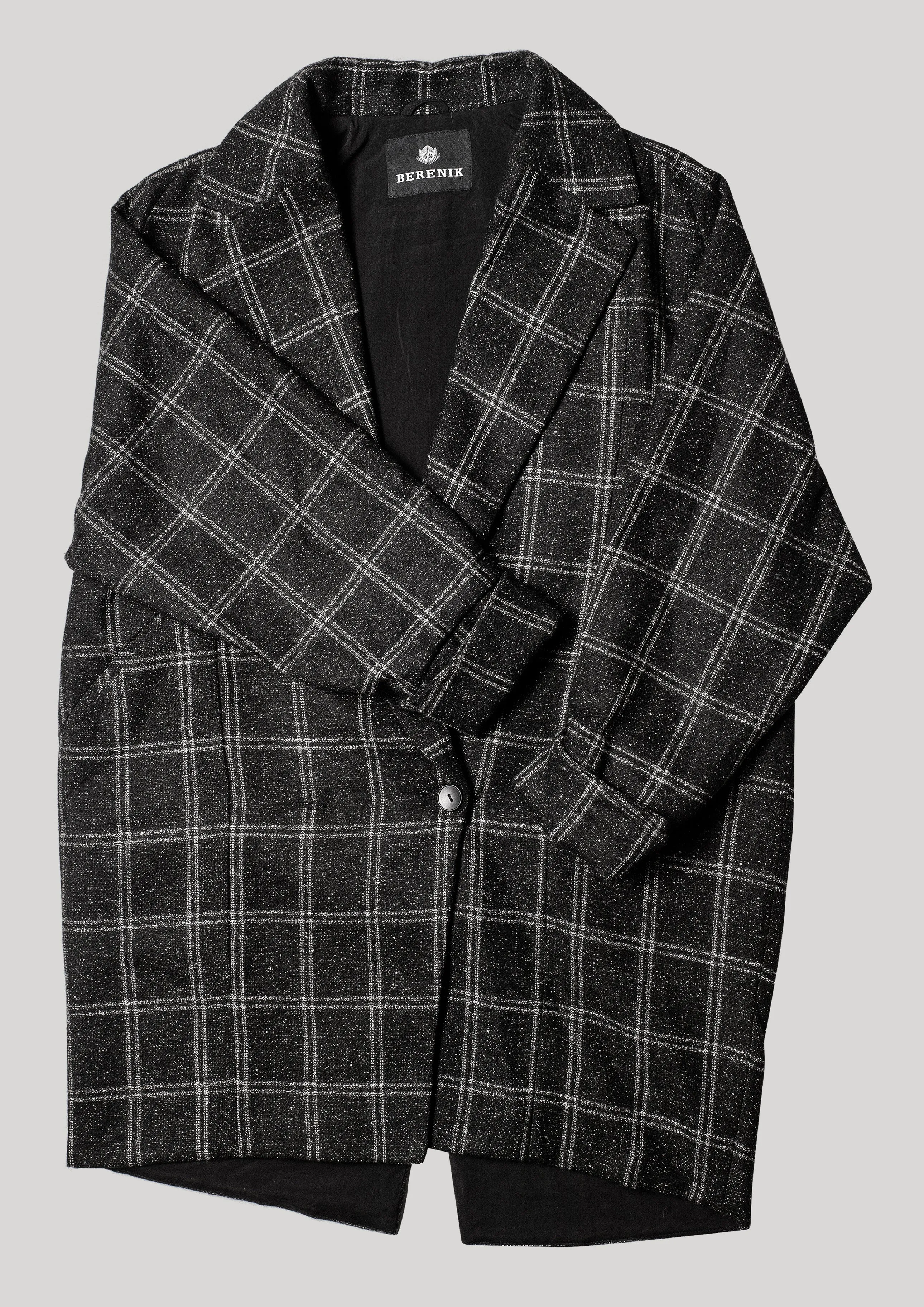 COAT TWEED - black/white