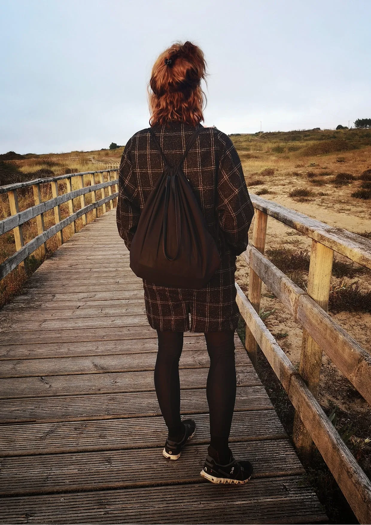 COAT TWEED - black/white