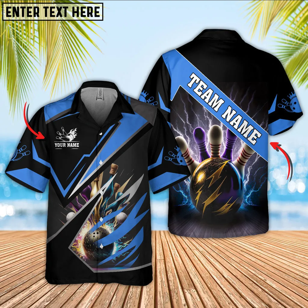 Coolspod Bowling And Pins Premium Multicolor Option Customized Name Hawaiian Shirt, Bowling Team Shirt
