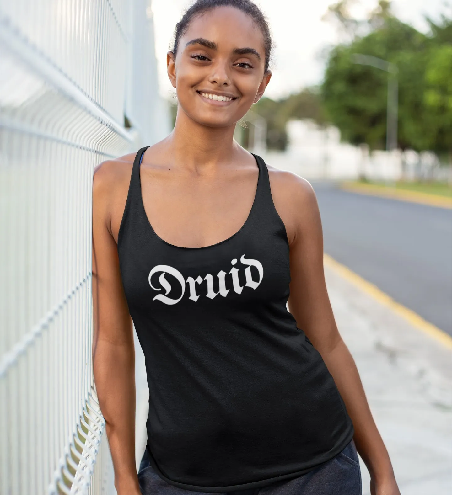 Druid RPG Fantasy Class Large Title Women's Racerback Tank