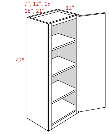 EB10-1242 Elegant White Assembled 12x42 Wall Cabinet