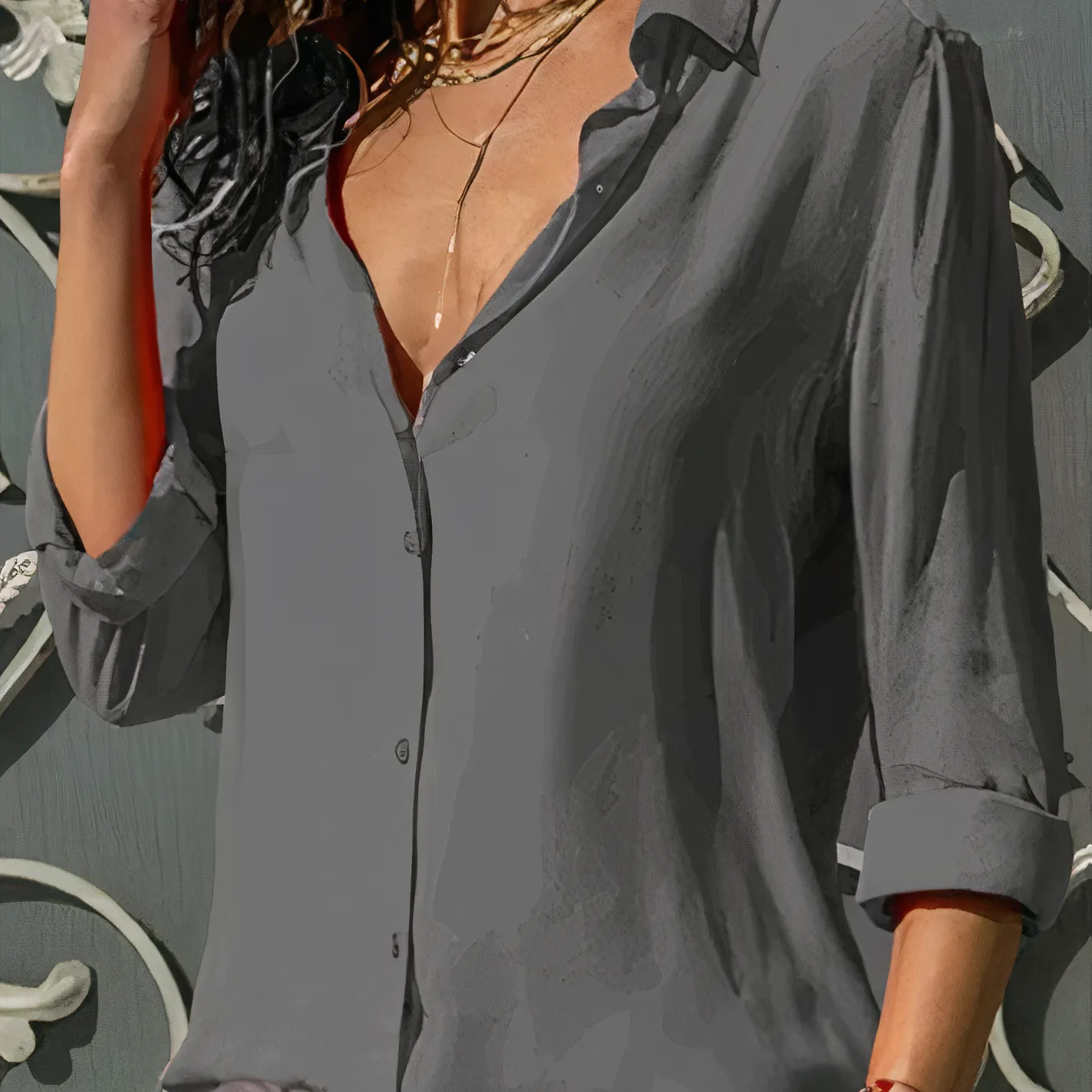 Elegante chiffon blouse voor dames - licht, luchtig, stijlvol & comfortabel, perfect voor dagelijks gebruik en naar kantoor