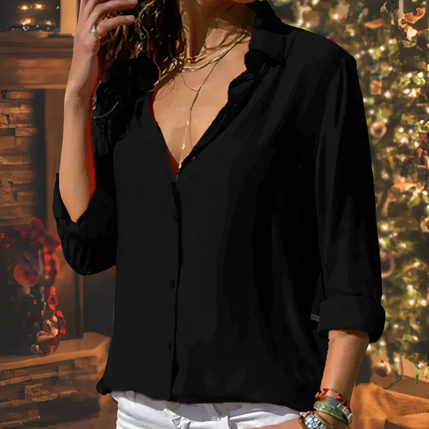 Elegante chiffon blouse voor dames - licht, luchtig, stijlvol & comfortabel, perfect voor dagelijks gebruik en naar kantoor