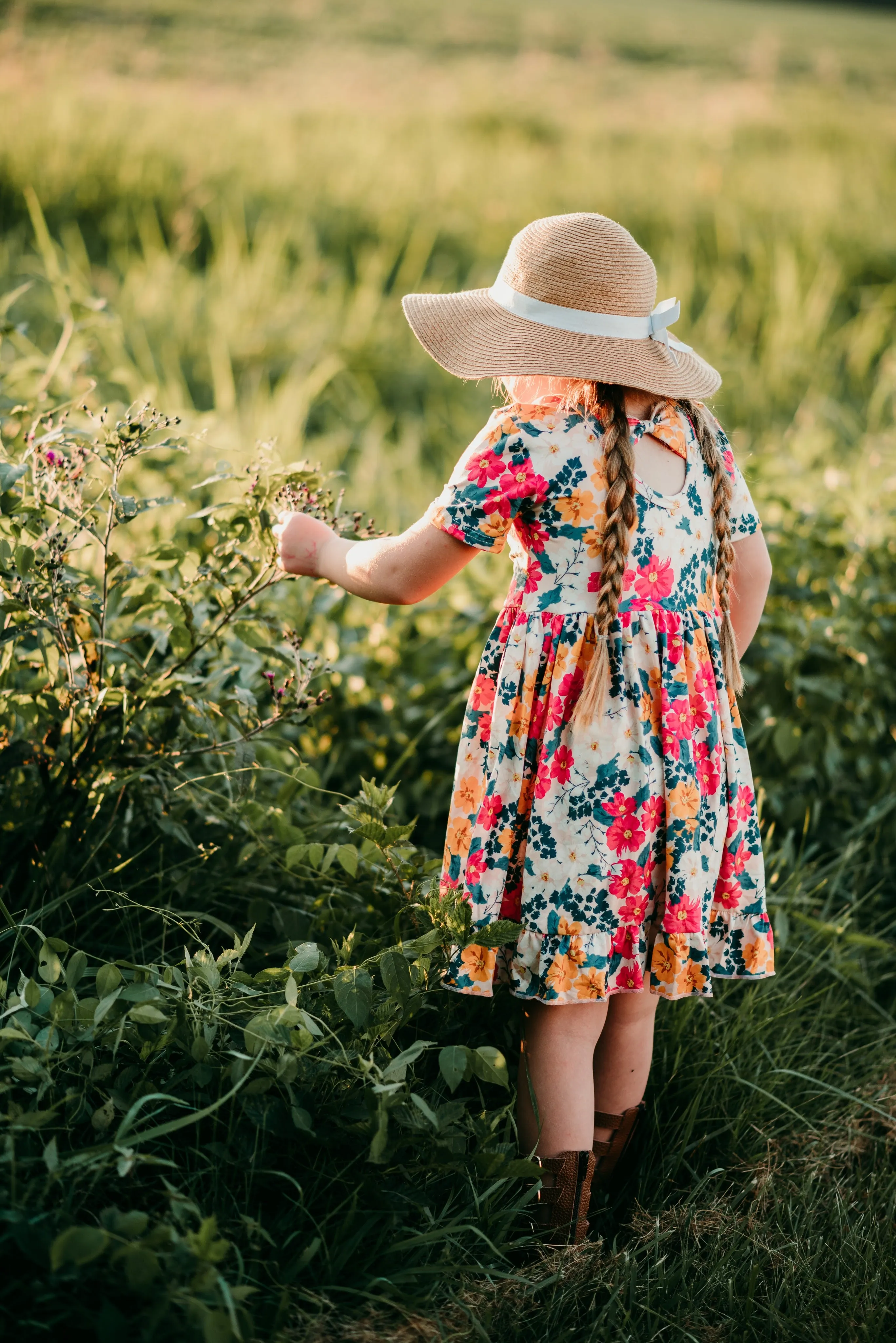FALL FLORAL BOW DRESS