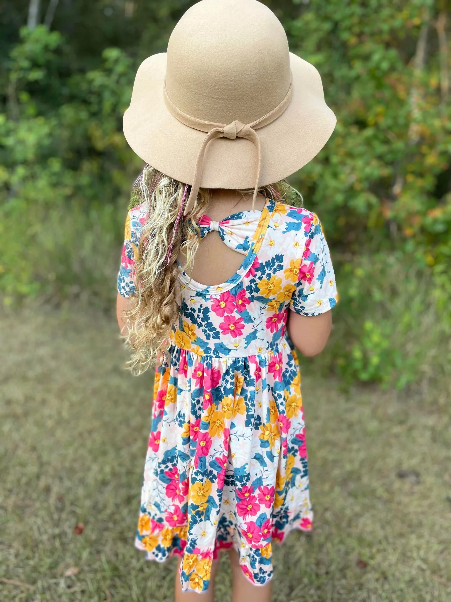 FALL FLORAL BOW DRESS
