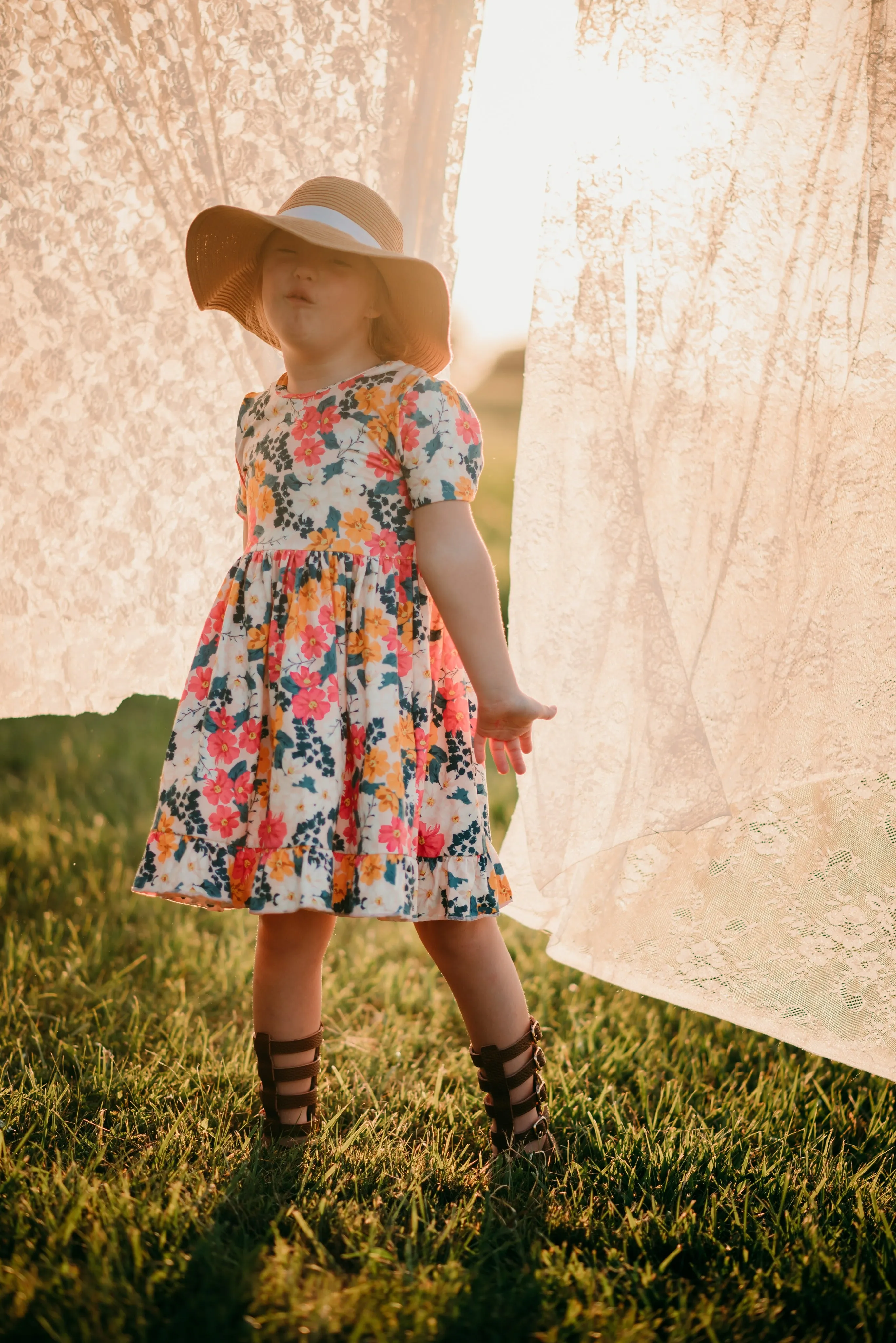 FALL FLORAL BOW DRESS