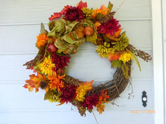 Fall Front door wreath, Fall wreath