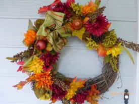 Fall Front door wreath, Fall wreath