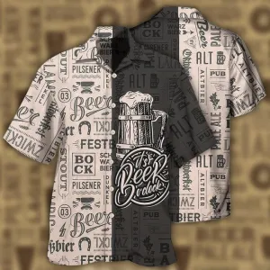 Funny Beer Hawaiian Shirt Men Women It Is Beer O'clock, Hawaiian Shirt