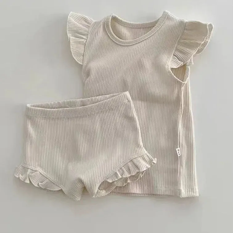 Girls Fly Sleeve Tee & Shorts Set