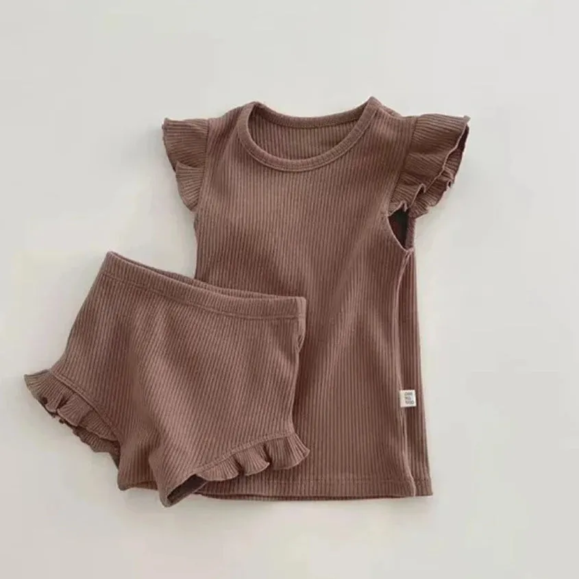 Girls Fly Sleeve Tee & Shorts Set