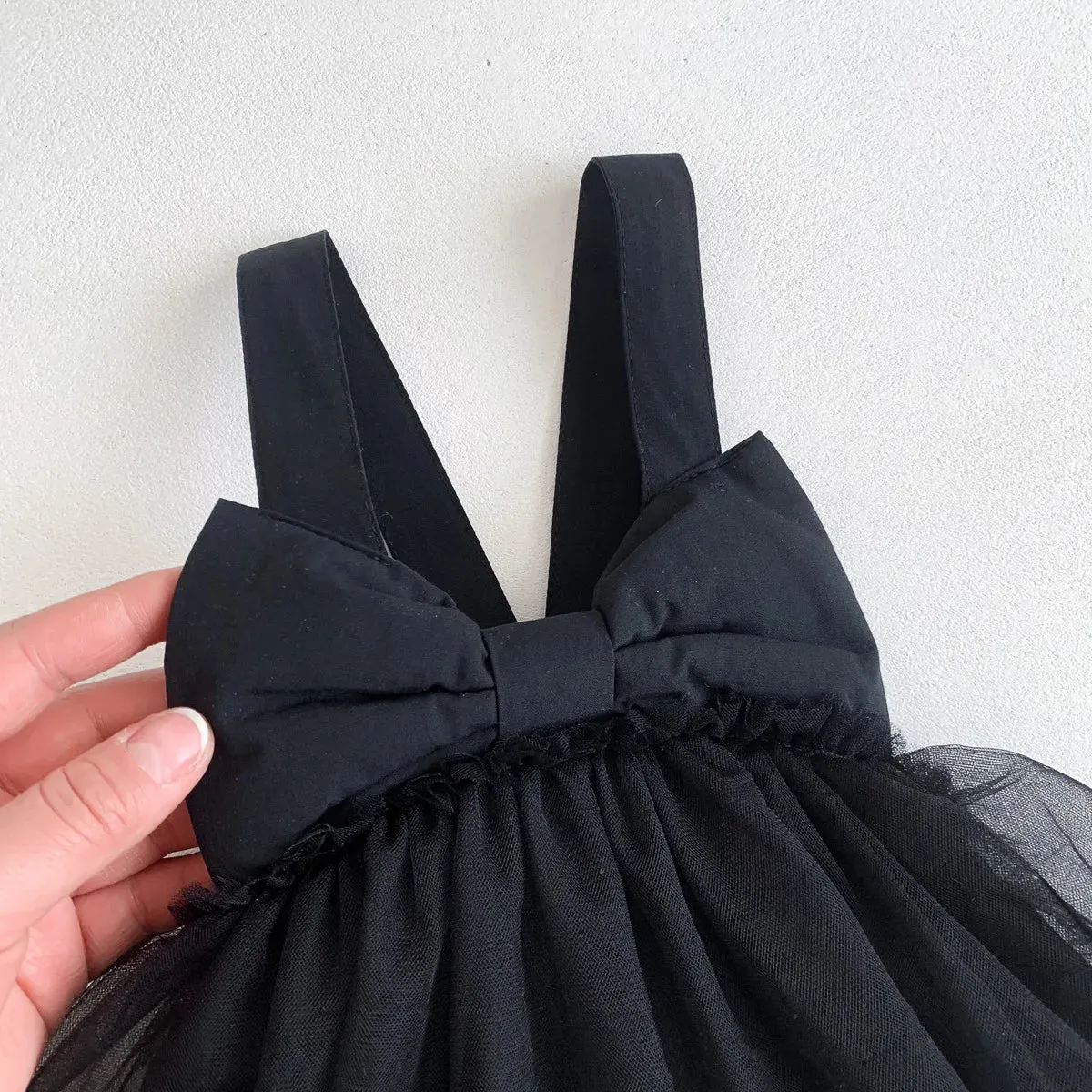 Girls Sleeveless Bow Sling Onesie Tutu