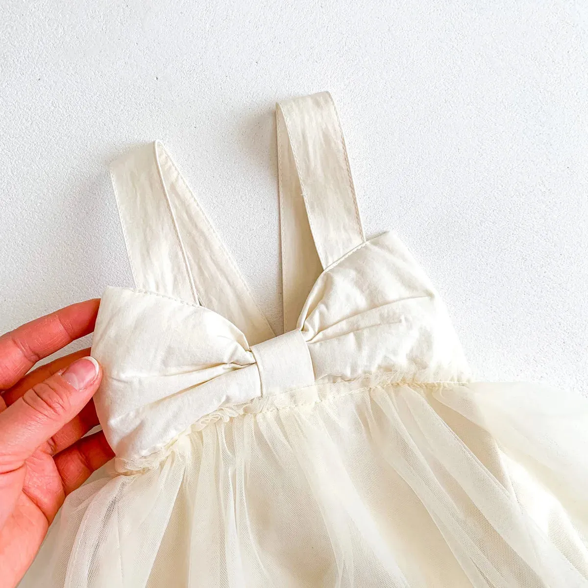 Girls Sleeveless Bow Sling Onesie Tutu