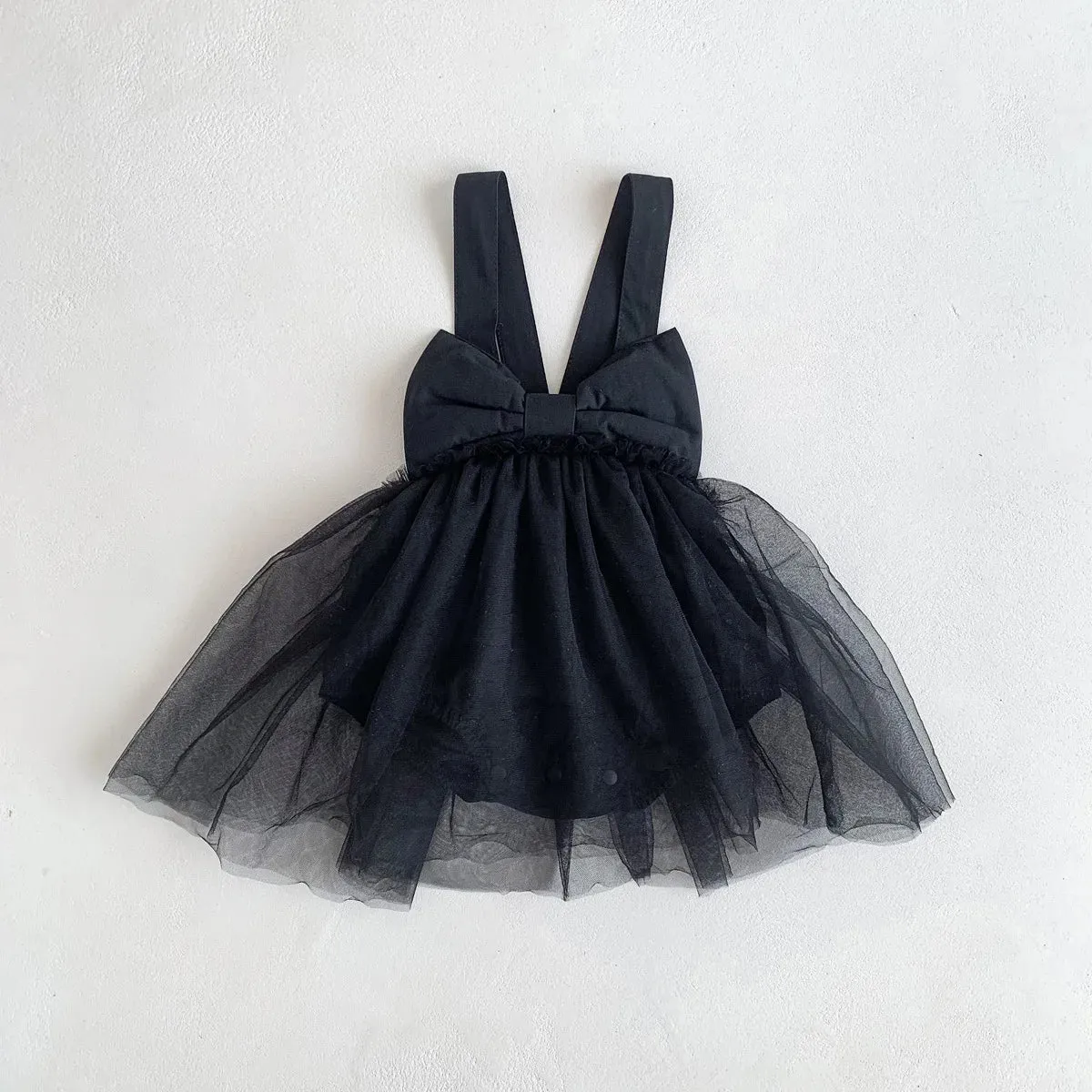 Girls Sleeveless Bow Sling Onesie Tutu