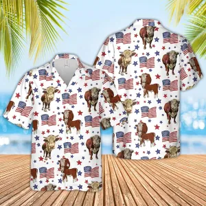 Hereford American Flag Pattern Hawaiian Shirt for men and women, 4th of july hawaiian shirt