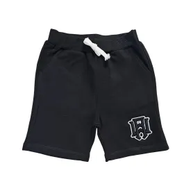 Kids 3D Stitch Logo Black Embroidery Shorts