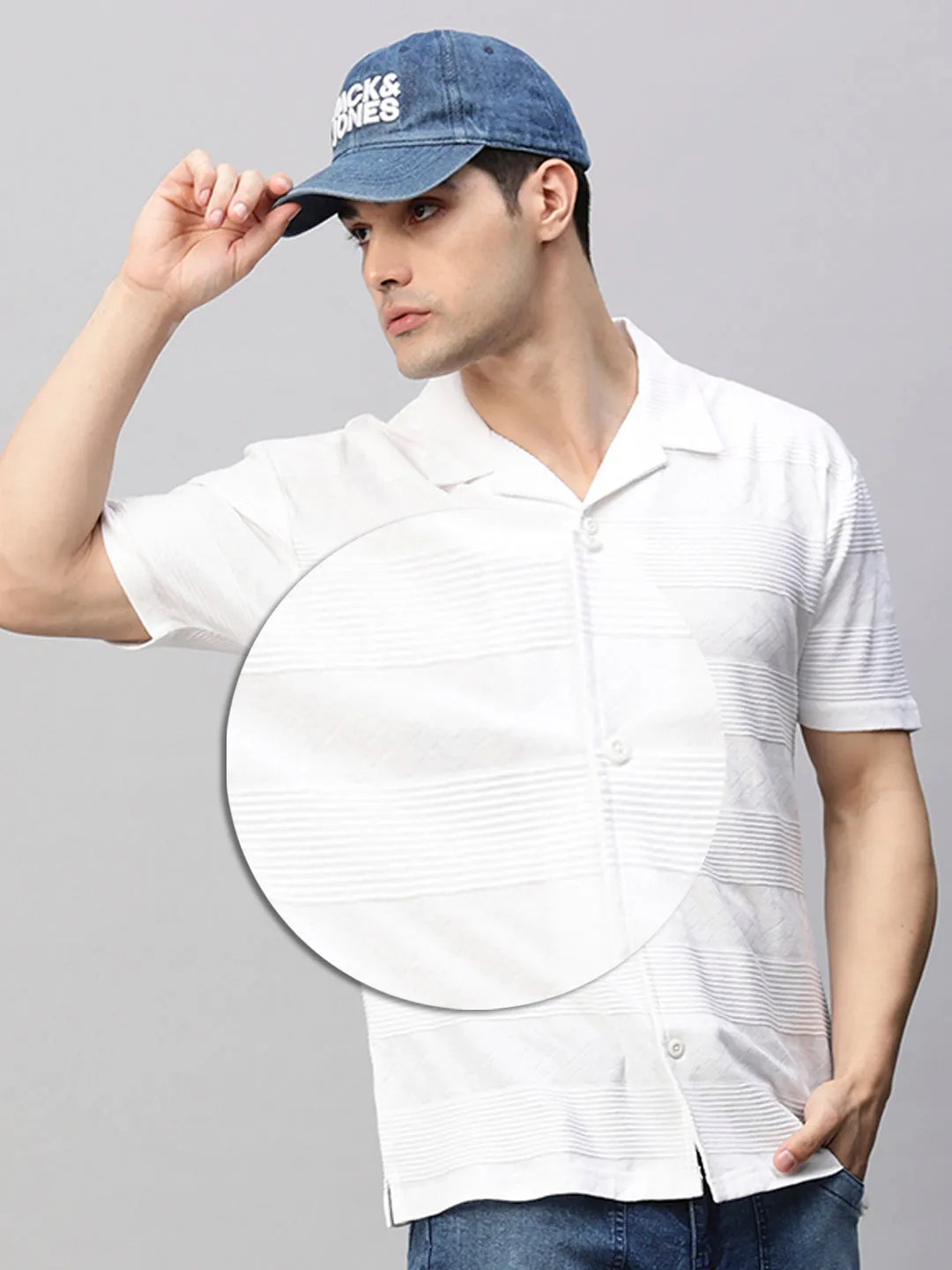 Mens Half Sleeve Resort Shirt - White