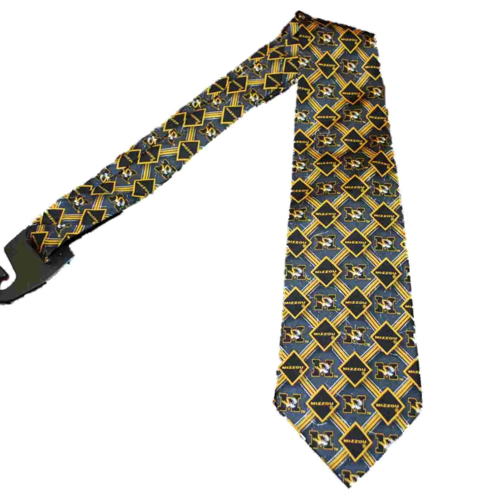 Missouri Tigers Eagles Wings Black Gold Multiple Logo Silk Neck Tie