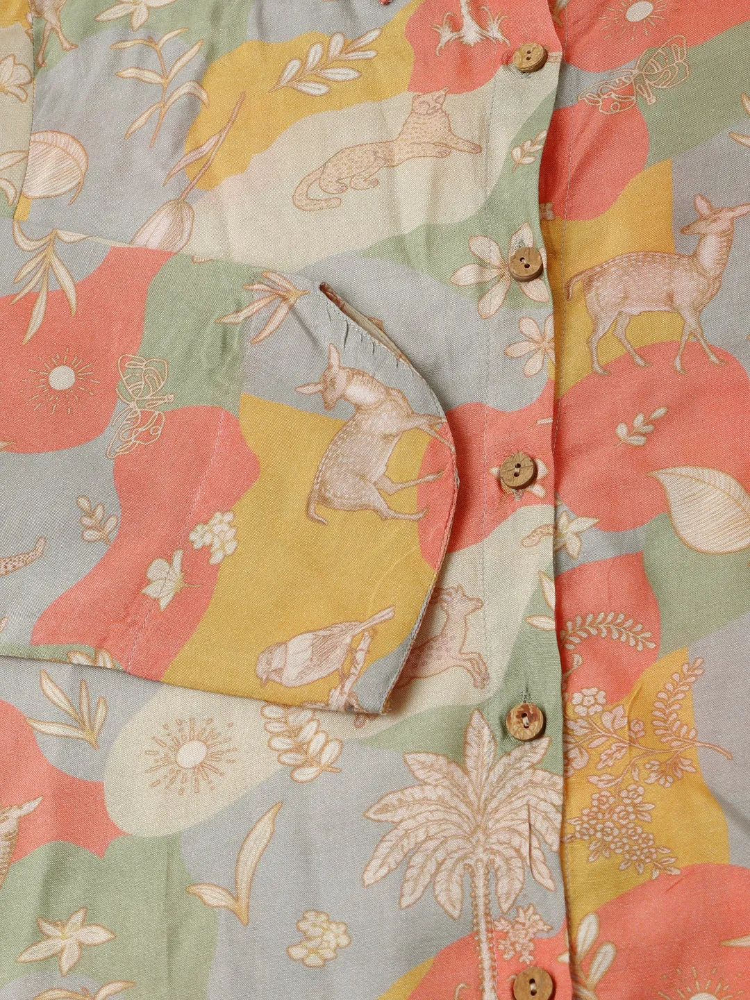 Multi Colour Quirky Print Muslin  Co Ord Set