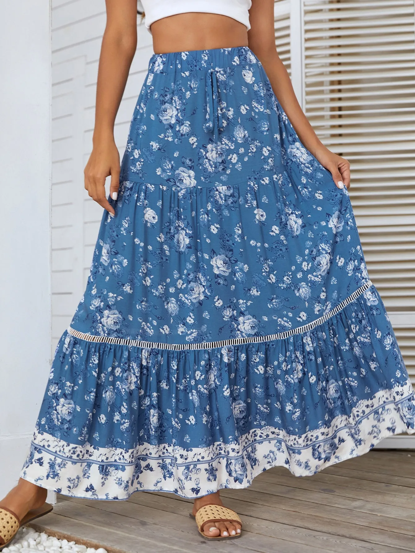 New bohemian vacation dress ruffled max